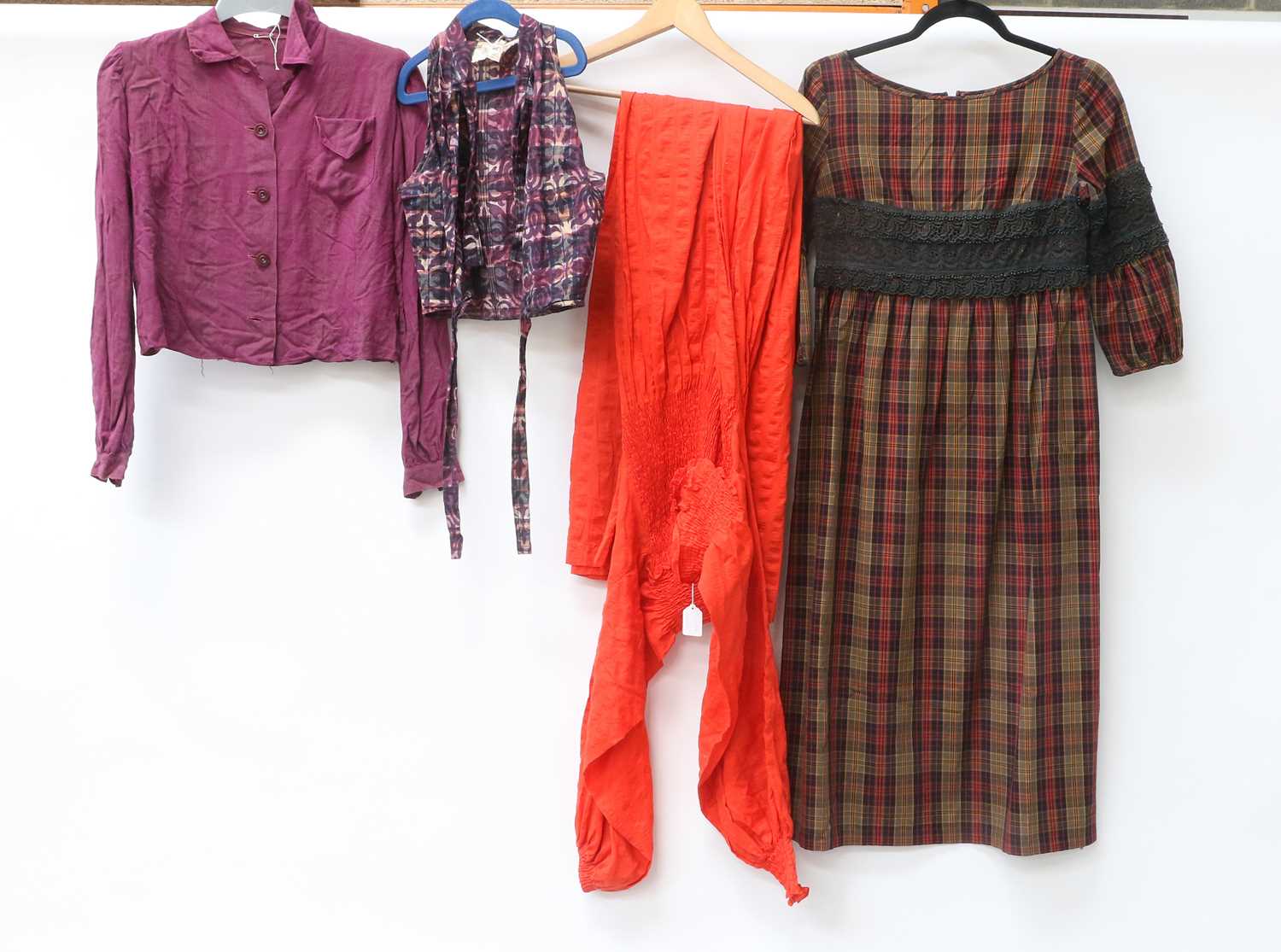 Circa 1970s Costume comprising three Anokhi tunic dresses and a brown cotton midi skirt (mainly size - Image 3 of 7