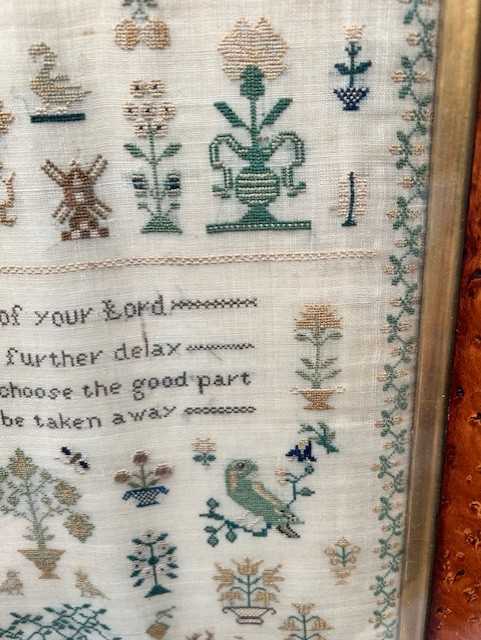 A Sampler by Mary Ann Jordan aged 13 Years, 1850 with a central religious verse worked with - Image 8 of 8