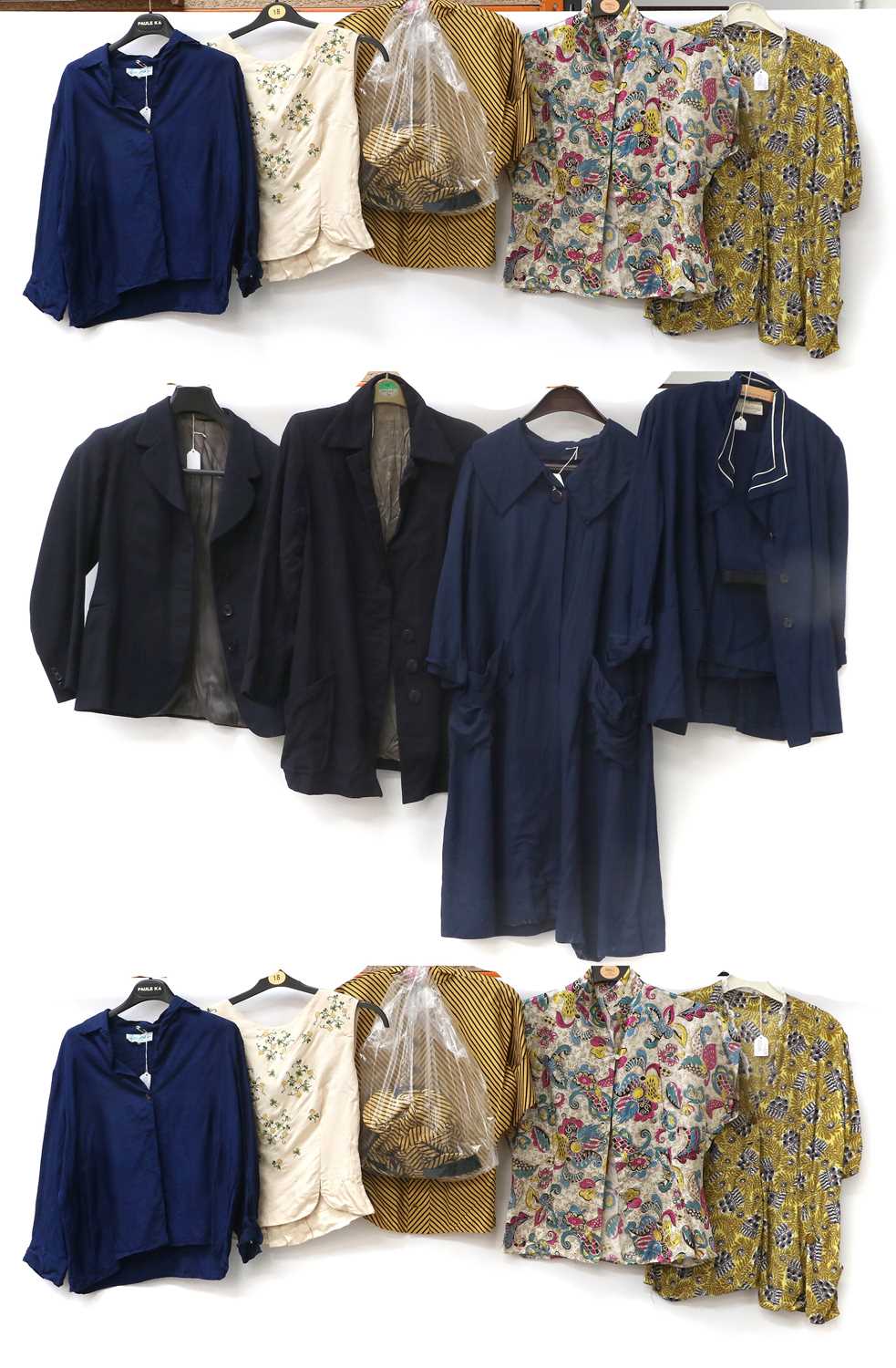 Circa 1930-50s Ladies Day Wear and Separates, comprising eight short and long sleeve tops in printed
