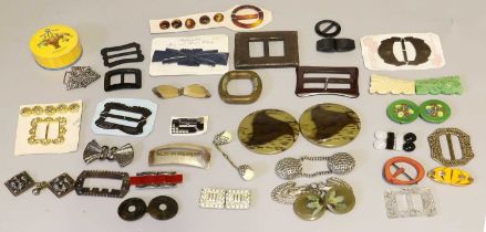 Decorative Mainly Early 20th Century Buckles and Buttons, comprising stylised deco examples,