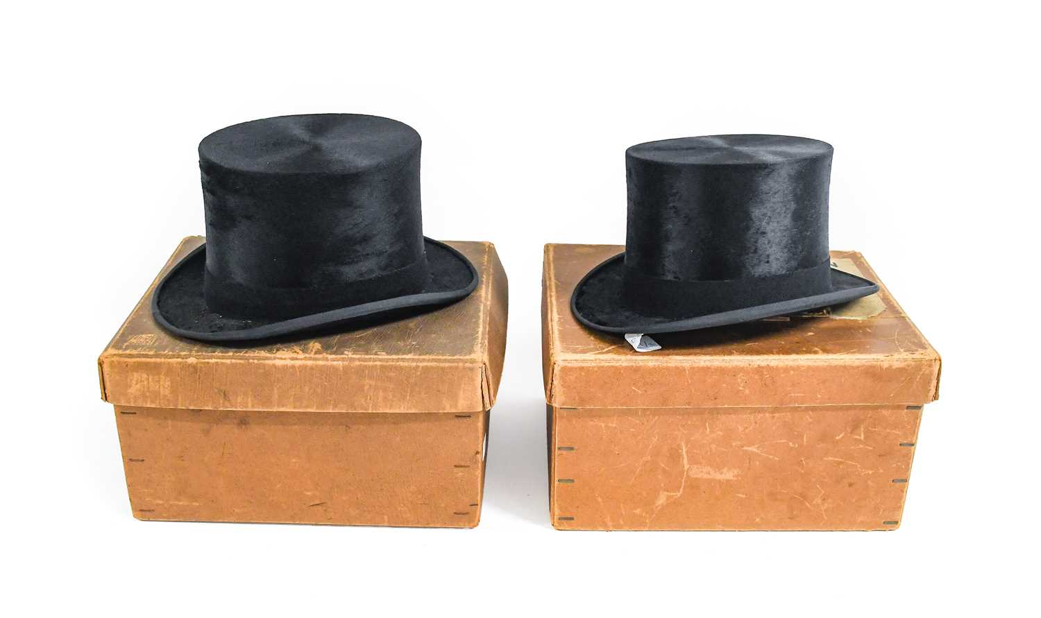 Christys' London Black Silk Top Hat, retailed by Burslem & Sons Wolverhampton in a card hat box,