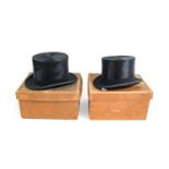 Christys' London Black Silk Top Hat, retailed by Burslem & Sons Wolverhampton in a card hat box,