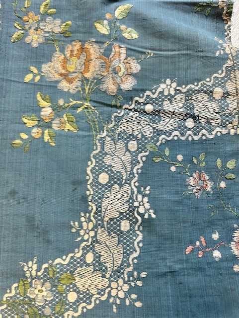 Collection of 18th Century Silks, comprising a circa 1740s floral silk brocade skirt panel, 80cm - Image 2 of 7