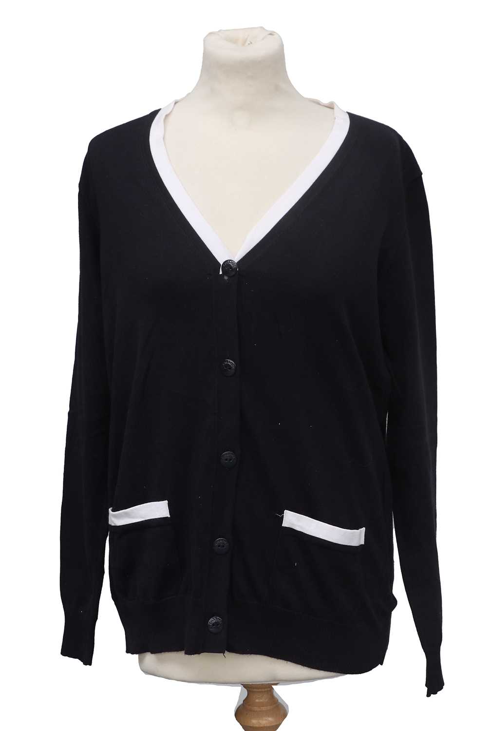 Chanel Uniforms, comprising two black and white cotton twinsets, the cardigans with front pockets - Image 3 of 9