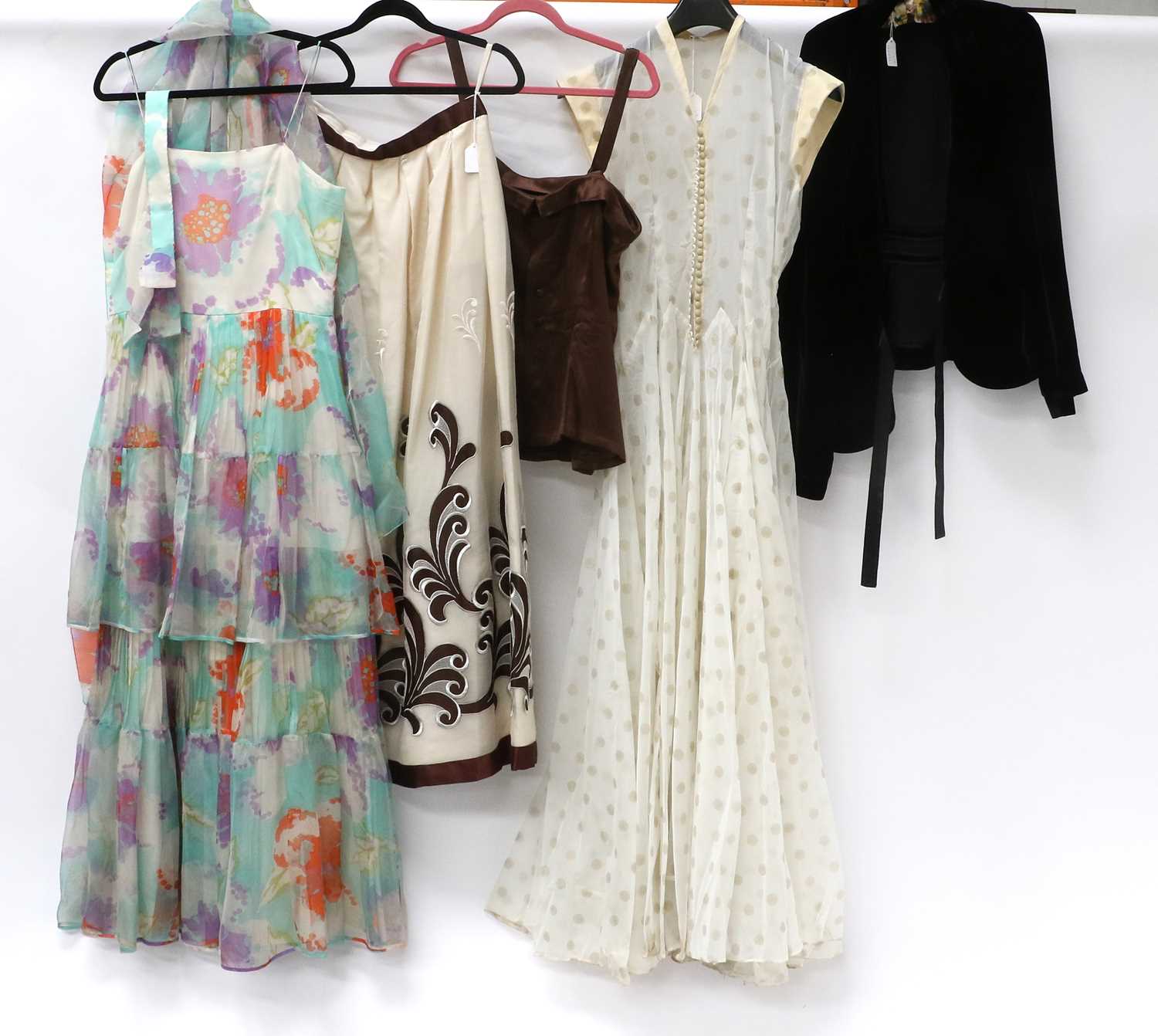 Assorted 1970s and Later Costume, comprising a Vera Mont black velvet evening jacket with shawl type - Image 4 of 19
