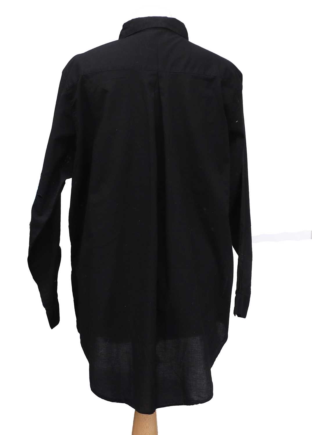 Circa 1990s Vivienne Westwood Black Cotton Long Sleeve Shirt, with cut work and embroidered orbs - Image 4 of 4