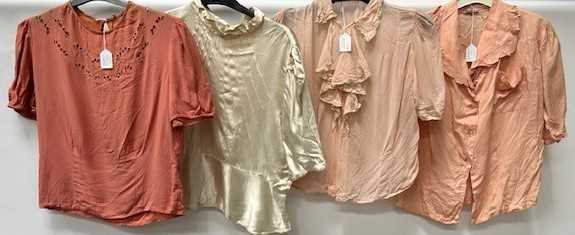 Fourteen Circa 1920-40s Ladies Tops and Shirts in white, cream, pale pink and peach in silk, satin - Image 4 of 29