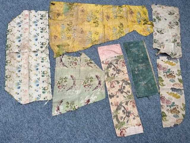 Assorted Late 18th and 19th Century Silk Brocade Remnants in various colours and sizes, (one box) - Image 12 of 21