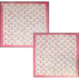 20th Century Cotton Patchwork Quilt decorated with repeating fan shapes in patchwork blocks