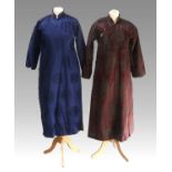 Early 20th Century Chinese Winter Robes, comprising a brown silk brocade robe with patch pocket to