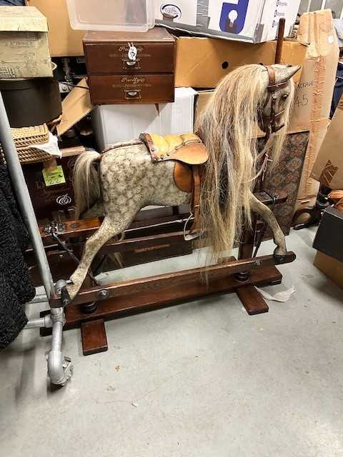 Early 20th Century Lines of London Sportiboy Dapple Grey Rocking Horse with horse hair mane and - Image 4 of 7