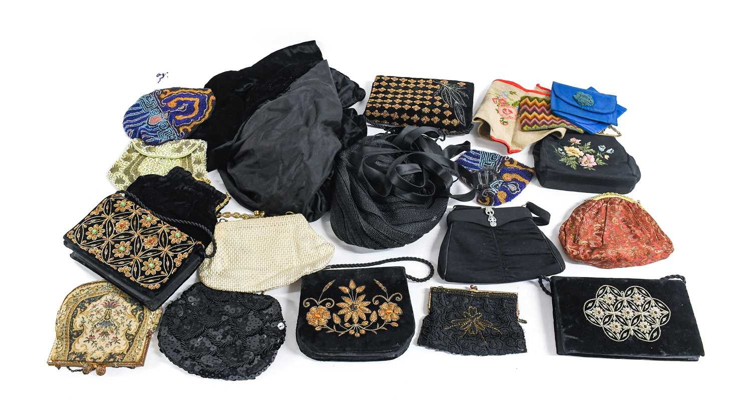 Assorted Ladies Evening Bags and Other Bags, including a black velvet evening jacket, Edna Wallace