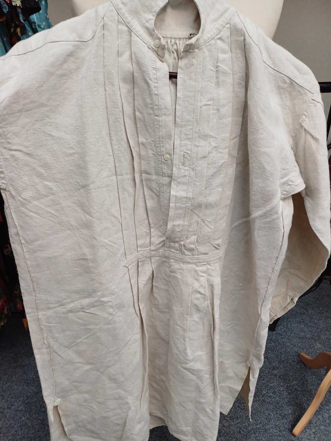 Three Early 20th Century French Linen Farmers Smock, comprising one initialled 'CL' in red cross - Image 6 of 10