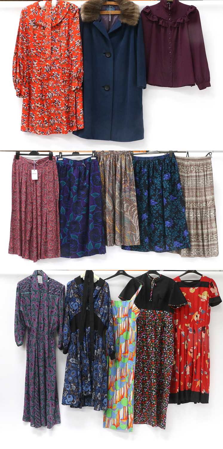 Assorted Circa 1970s and Later Ladies Clothing, comprising a Kanga Collection blue long dress