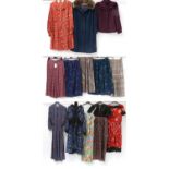Assorted Circa 1970s and Later Ladies Clothing, comprising a Kanga Collection blue long dress