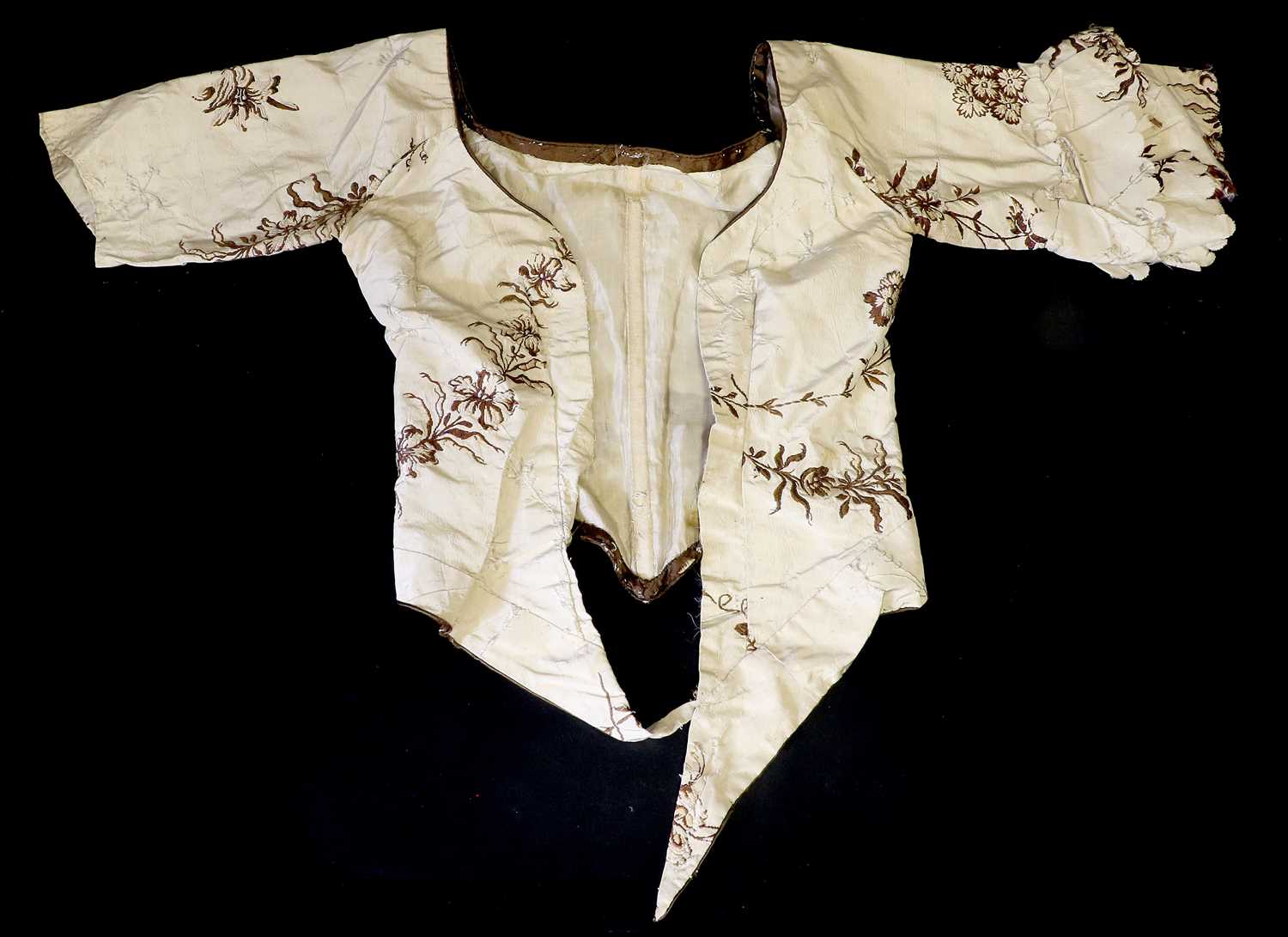 18th and 19th Century Silk Bodices and Remnants, comprising a circa 1740s Spitalfields example - Image 4 of 4