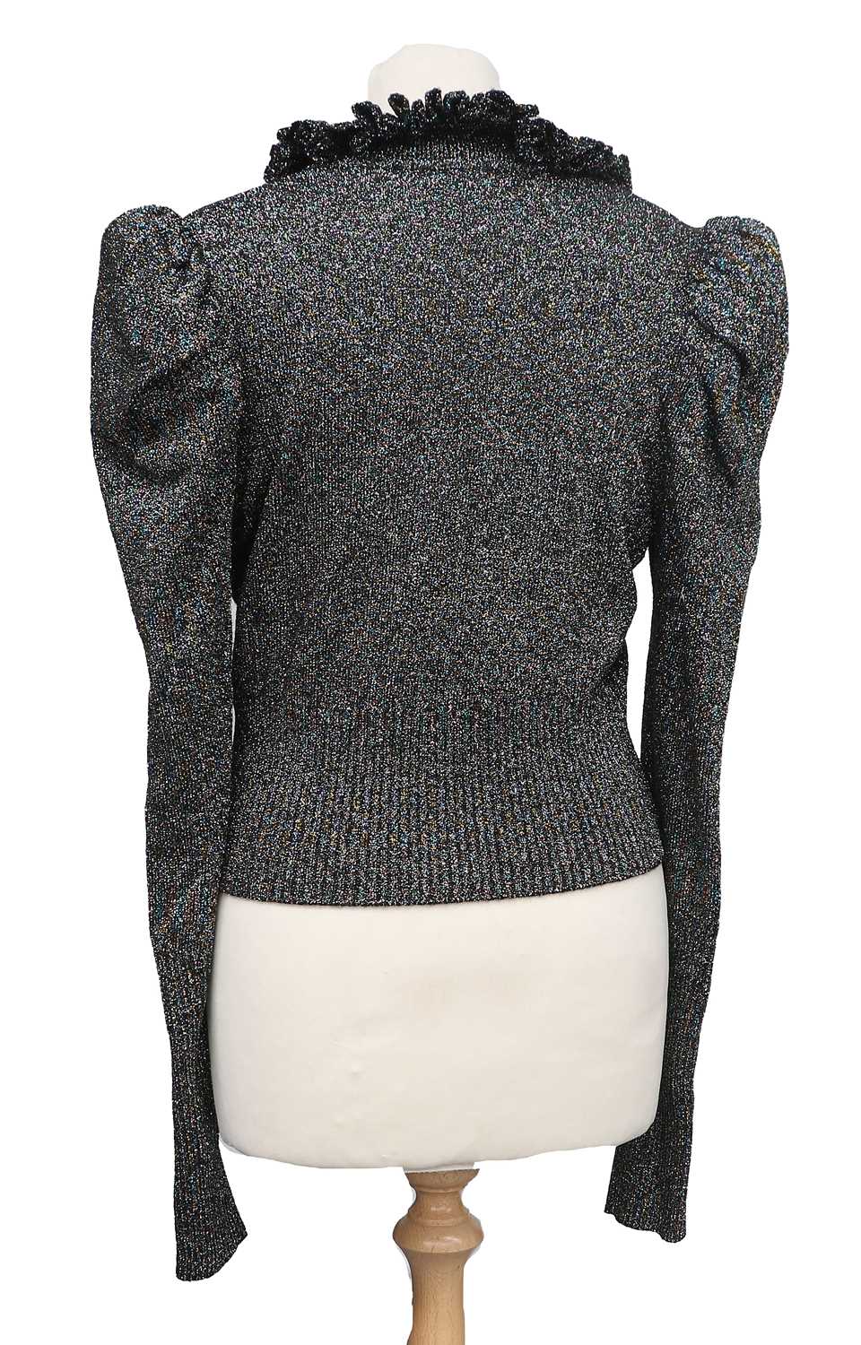 Circa 1990s Vivienne Westwood Knitwear Sparkly Knit Top, with a high frilled collar, button - Image 4 of 4