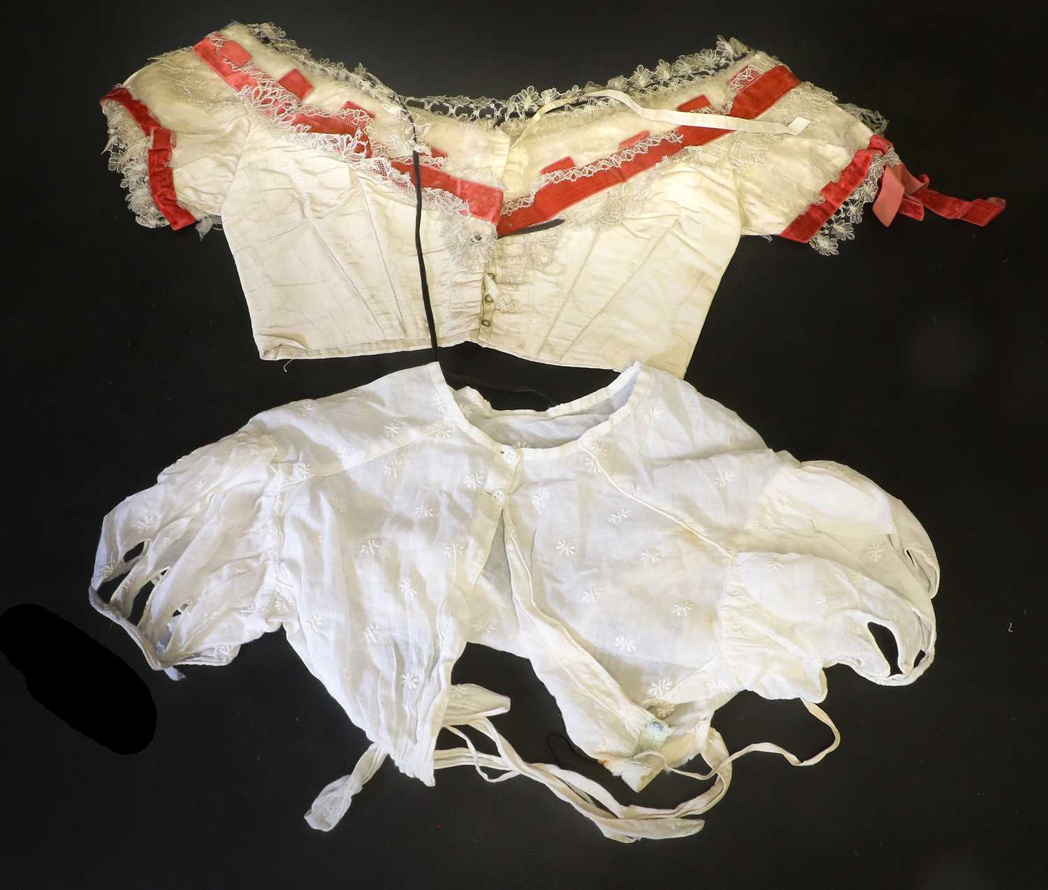 18th and 19th Century Silk Bodices and Remnants, comprising a circa 1740s Spitalfields example - Image 3 of 4