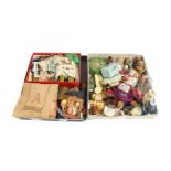 Assorted Toiletries and Haberdashery comprising pottery and glass jars and stoppers, hair