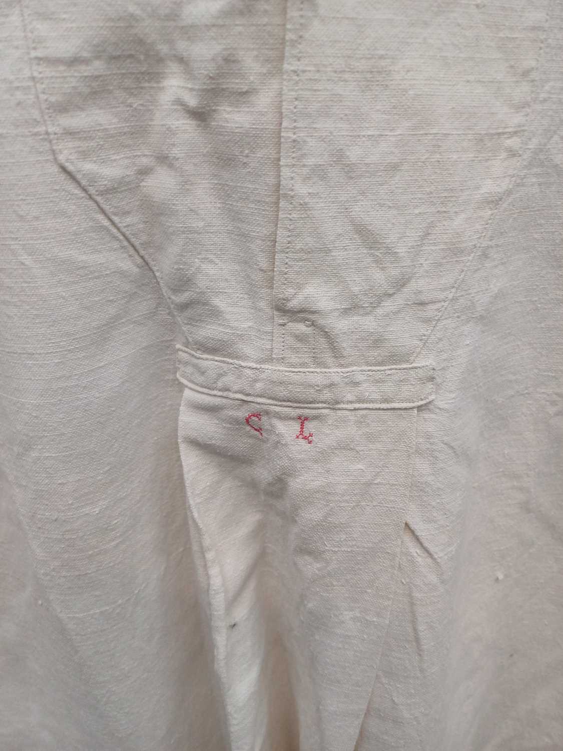 Three Early 20th Century French Linen Farmers Smock, comprising one initialled 'CL' in red cross - Image 10 of 10