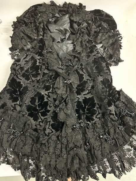 Late 19th Century Costume comprising a black woven and black spotted long sleeved bodice with velvet - Image 11 of 11