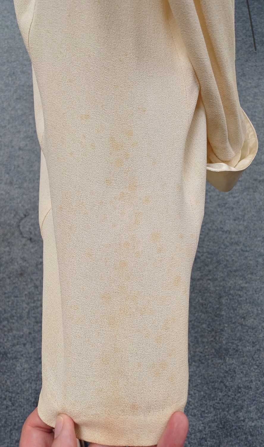 Ossie Clark for Radley Cream Moss Crepe Mini Dress, with long sleeves, mounted with cream satin type - Image 16 of 23