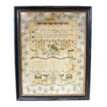 A Pictorial Sampler with Religious Verses Worked by Sarah Grinstead, Finished December 6 1787,