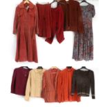 Circa 1970s Ladies Costume, comprising 4Seasons rust coloured corduroy shirt dress with collar,