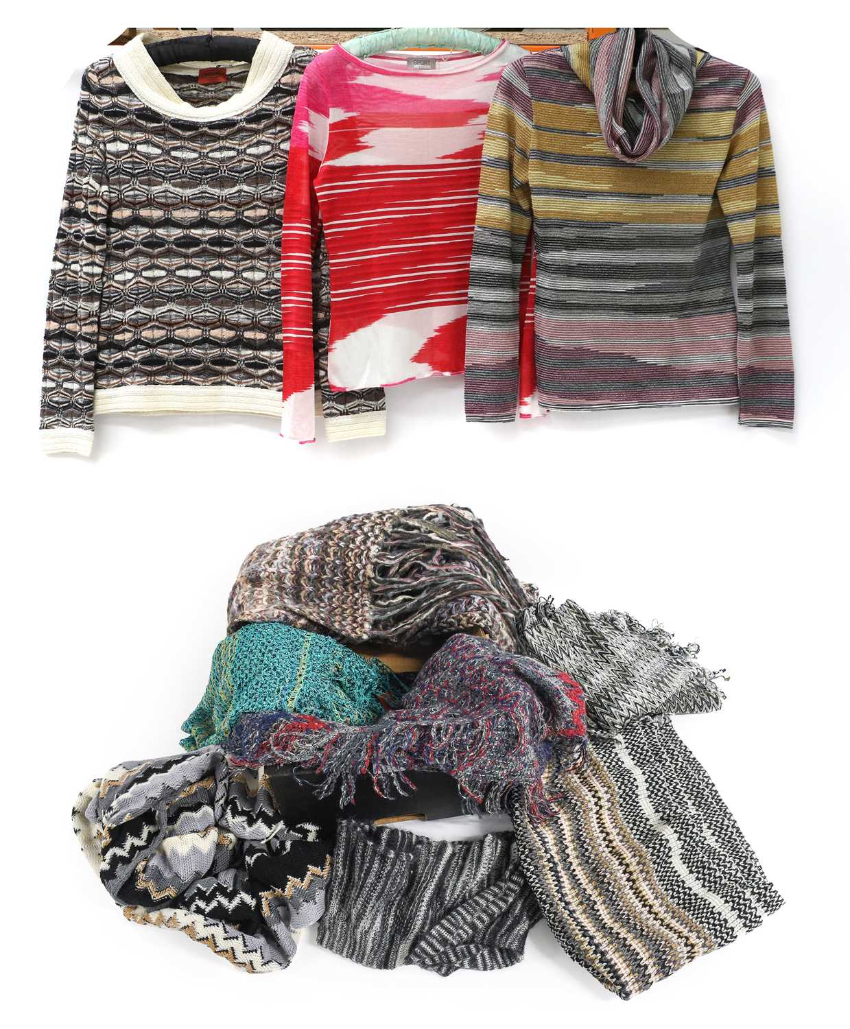 Assorted Ladies Modern Missoni Costume, comprising a Missoni Sport wool mix striped polo neck