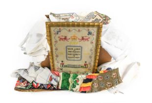 Decorative Damask Linen, Souvenir and Commemorative Textiles and Other Items, comprising two small