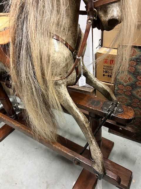 Early 20th Century Lines of London Sportiboy Dapple Grey Rocking Horse with horse hair mane and - Image 6 of 7