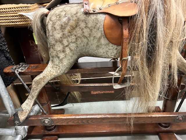 Early 20th Century Lines of London Sportiboy Dapple Grey Rocking Horse with horse hair mane and - Image 2 of 7