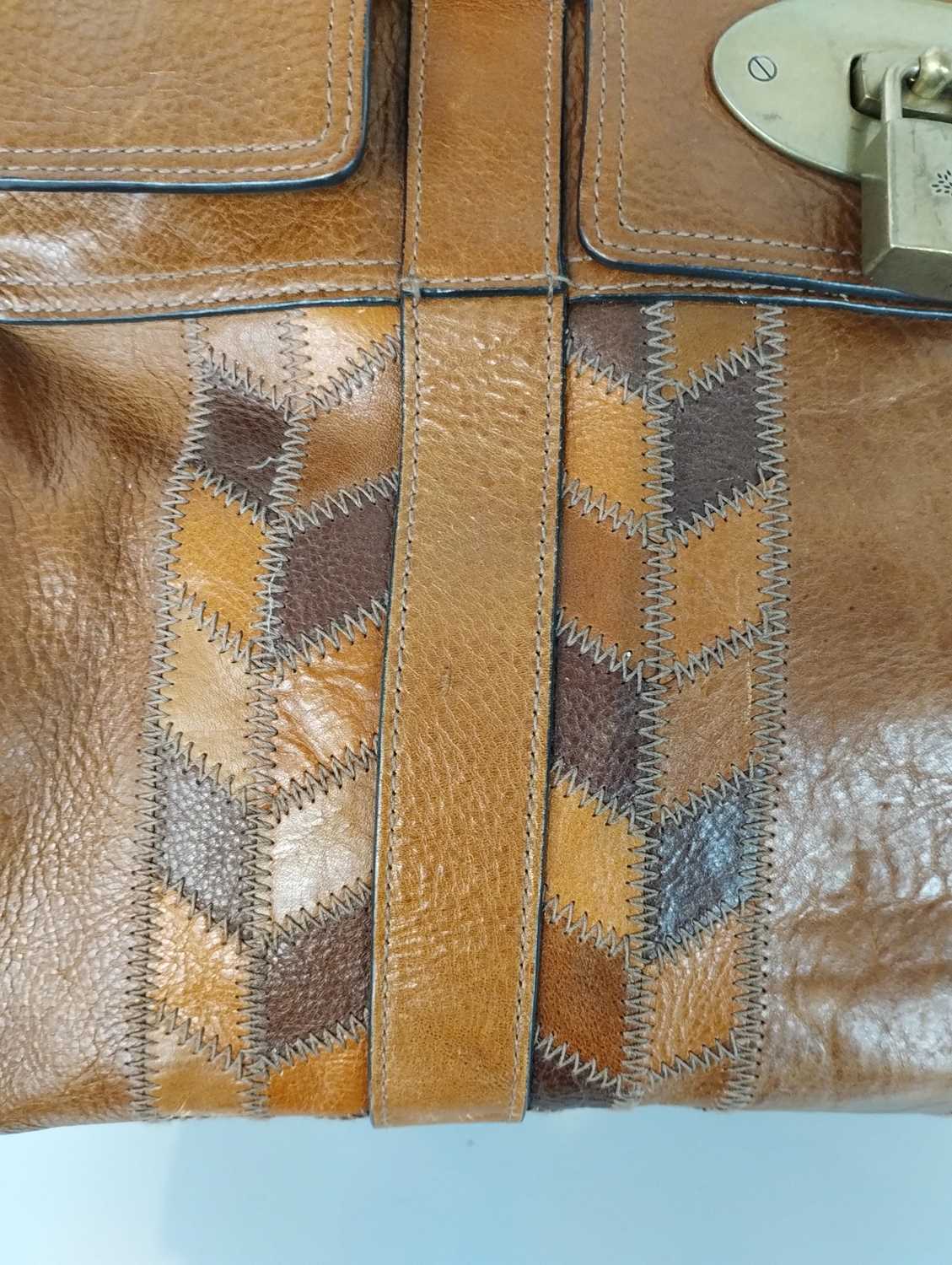 Mulberry Tan Leather Bayswater Rio Patchwork Bag with brass hardware, adjustable tabs and buckles, - Image 7 of 11