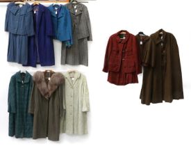 Circa 1950s Wool Coats and Other Items, comprising a loden green wool coat with fox fur trimmed