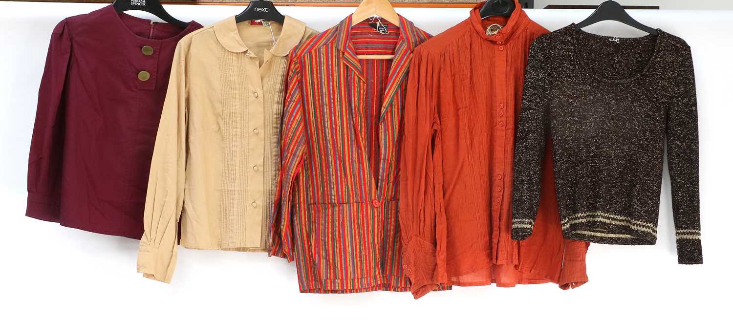 Circa 1970s Ladies Costume, comprising 4Seasons rust coloured corduroy shirt dress with collar, - Image 3 of 7