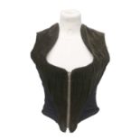 Circa 1990s Vivienne Westwood Couture London Windsor Green Velvet Corset, with central gilt metal