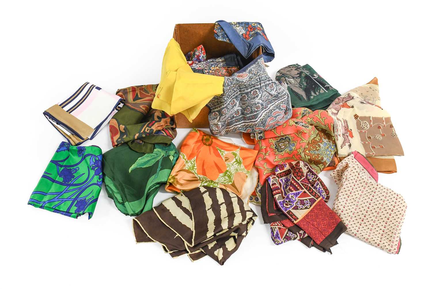 Assorted Costume Accessories, Silk and Other Scarves and Stoles in a variety of designs comprising