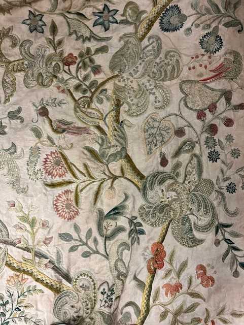 Late 19th Century Crewel Work Curtain, decorated overall in decorative floral designs with birds - Image 8 of 21