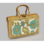 Circa 1950/60s Princess Charming by Atlas, Hollywood Lucite and Basket Weave Handbag, with a green