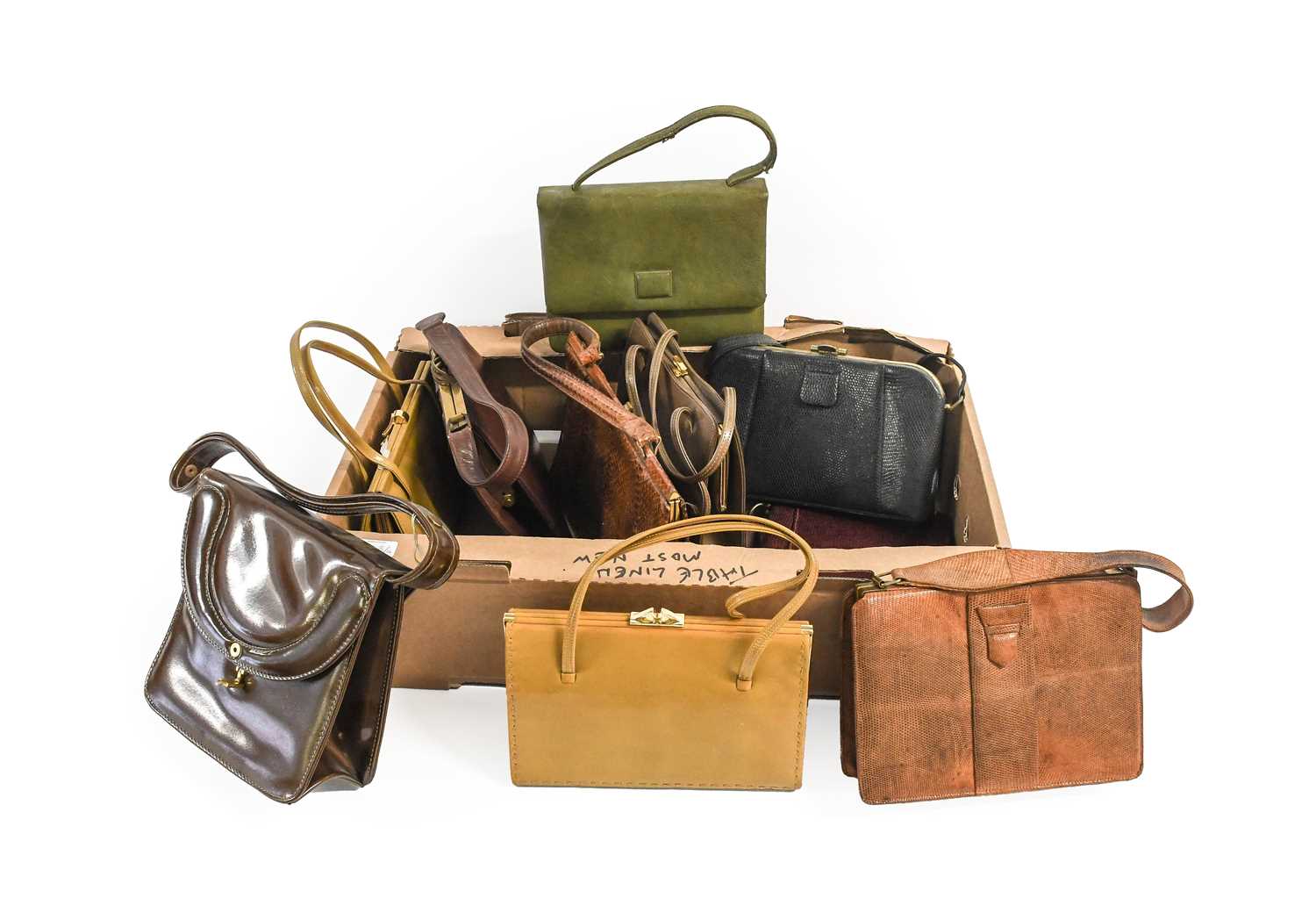 Ladies 20th Century Costume Accessories comprising assorted leather, patent and fabric bags - Image 3 of 6