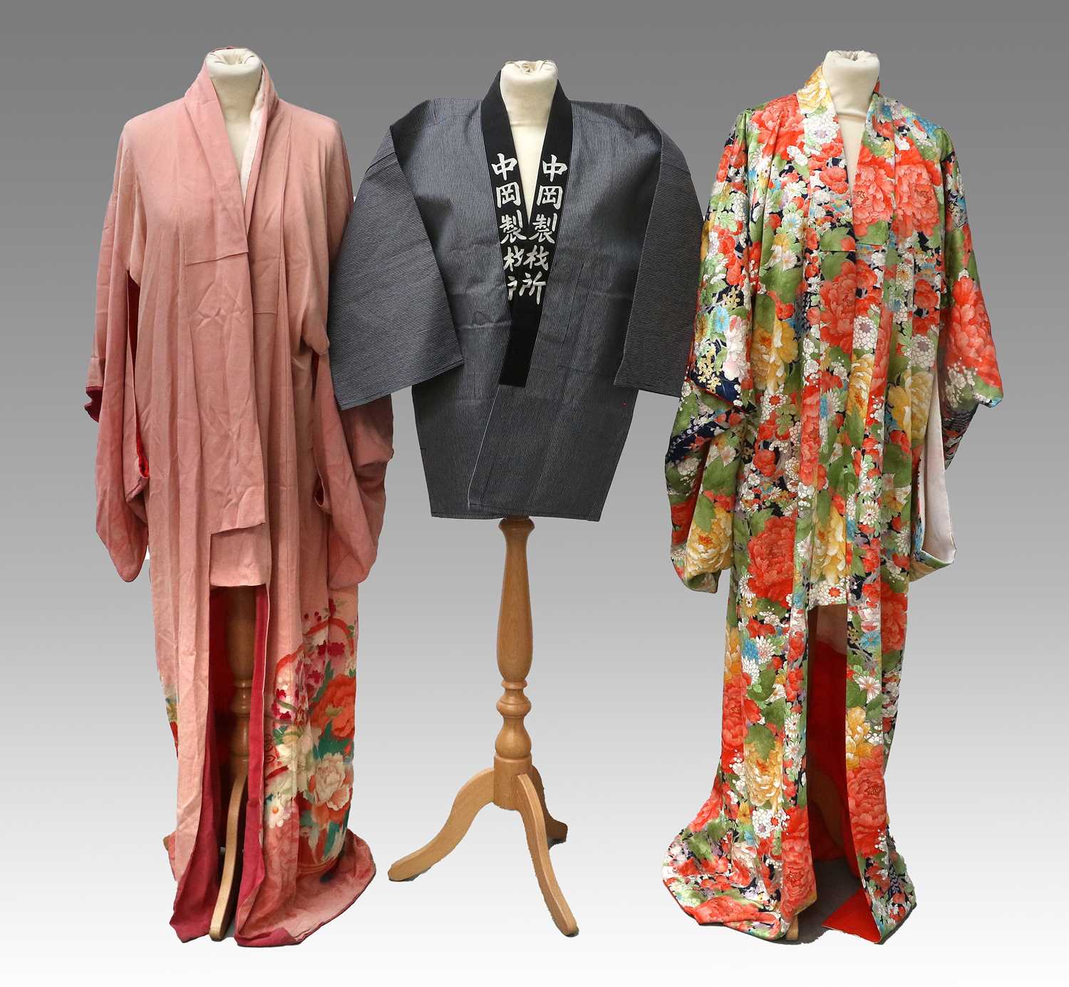 A Collection of Textile Samples and Costume, comprising two Japanese floral printed silk kimonos, - Image 2 of 7