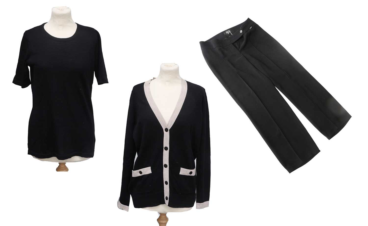 Chanel Uniform, comprising a black wool short sleeve top with round neck, and a black long sleeve