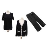 Chanel Uniform, comprising a black wool short sleeve top with round neck, and a black long sleeve