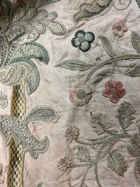 Late 19th Century Crewel Work Curtain, decorated overall in decorative floral designs with birds - Image 11 of 21