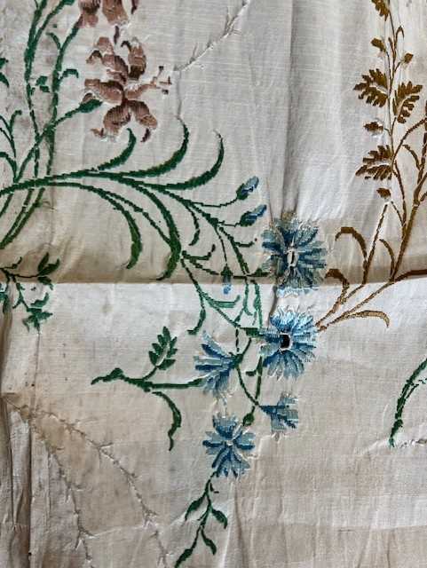 Collection of 18th Century Silks, comprising a circa 1740s floral silk brocade skirt panel, 80cm - Image 4 of 7