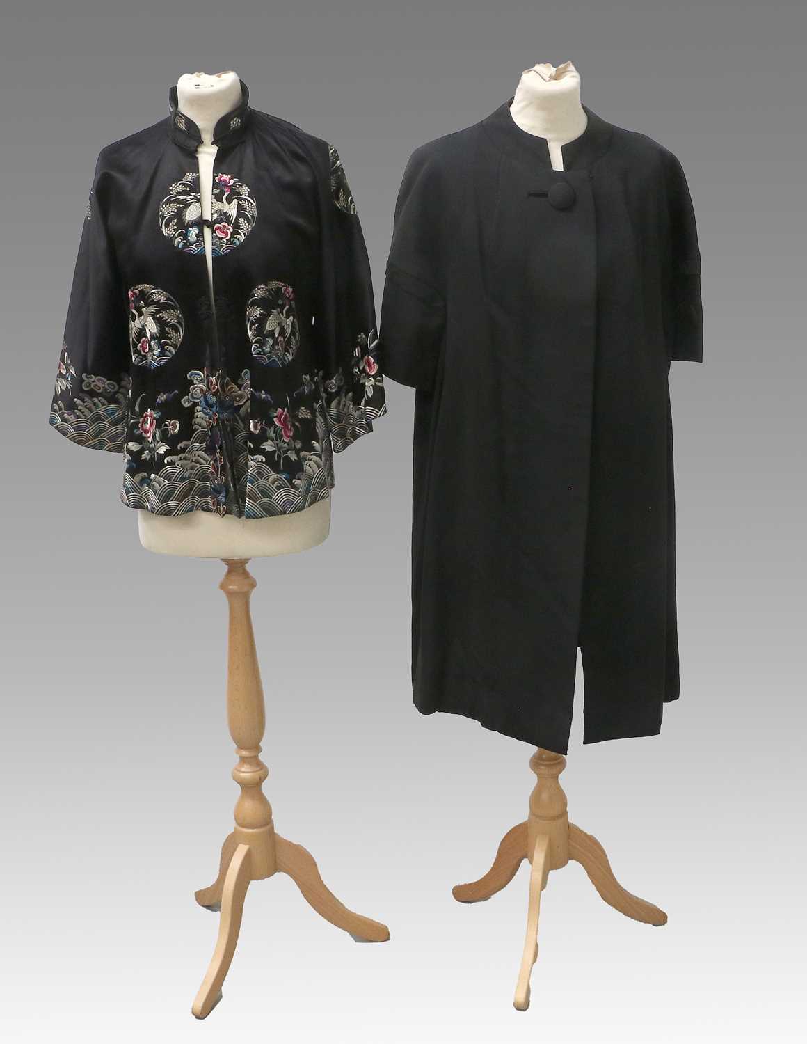 Early 20th Century Costume comprising a Chinese black silk jacket with coloured silk embroidery - Image 4 of 5