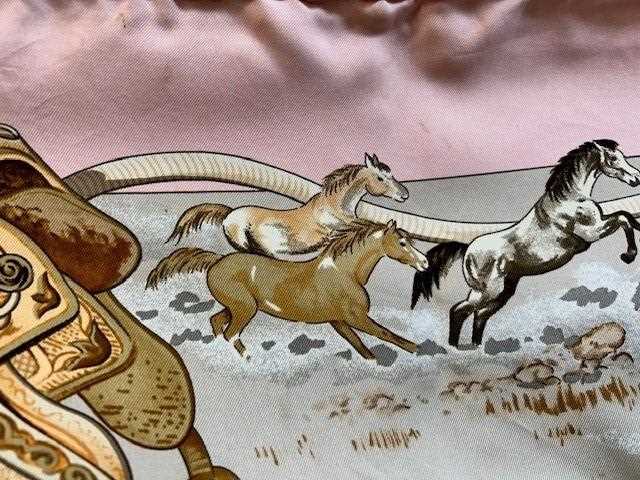 Hermes Silk Scarf Les Mustangs Designed by Robert Dallet, depicting two cowboys on horseback - Image 4 of 9