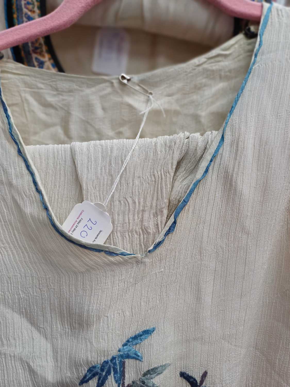 Early 20th Century Chinese Costume comprising a two piece pyjama set/lounge wear including a cream - Image 15 of 27