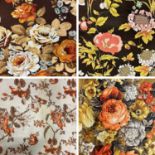 Circa 1970s Irish Moygashel Linen Upholstery Fabrics comprising a roll of large floral prints on a