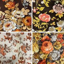 Circa 1970s Irish Moygashel Linen Upholstery Fabrics comprising a roll of large floral prints on a